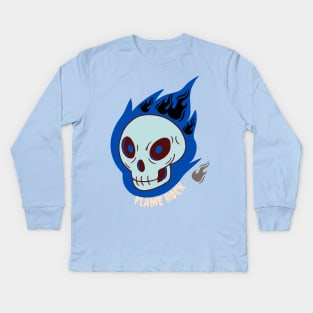 flame rock skull Kids Long Sleeve T-Shirt